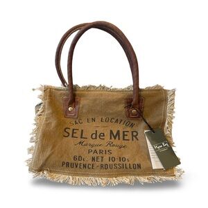 Myra Bag Brown and Cream Canvas Tote